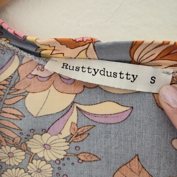 Rusttydustty Kimono Women’s Multicolor Floral 70s Boho Open Front Size Small - Picture 6 of 8